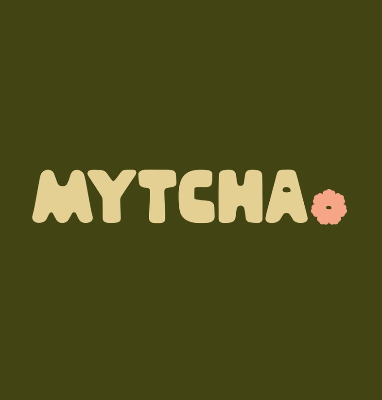 MYTCHA logo with a flower on a green background