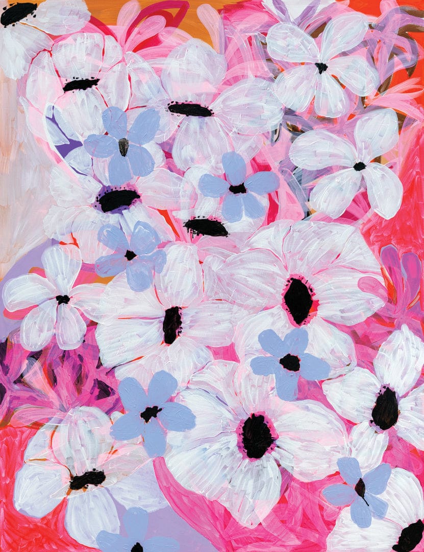 Artistic depiction of flowers with a colorful background